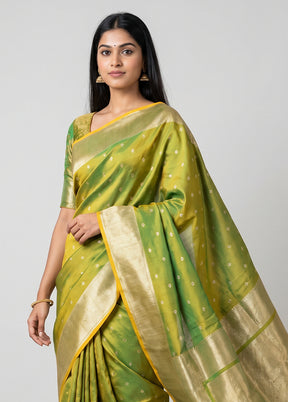 Green Katan Silk Saree With Blouse Piece