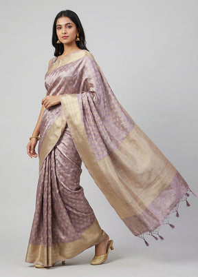 Purple Tissue Silk Saree With Blouse Piece