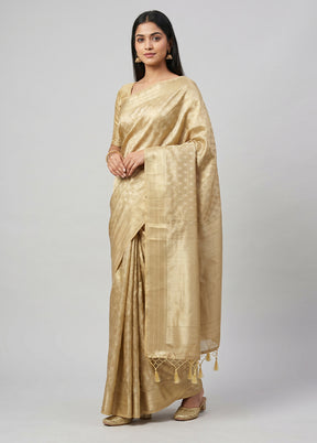 Cream Tissue Silk Saree With Blouse Piece