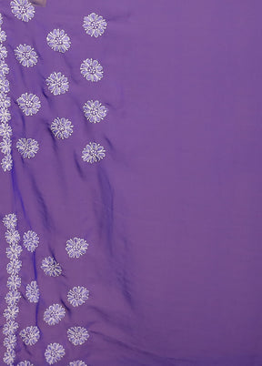 Blue Chikankari Saree With Blouse Piece