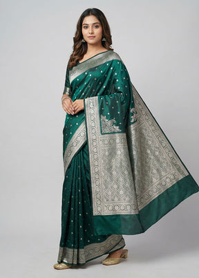 Green Katan Silk Saree With Blouse Piece