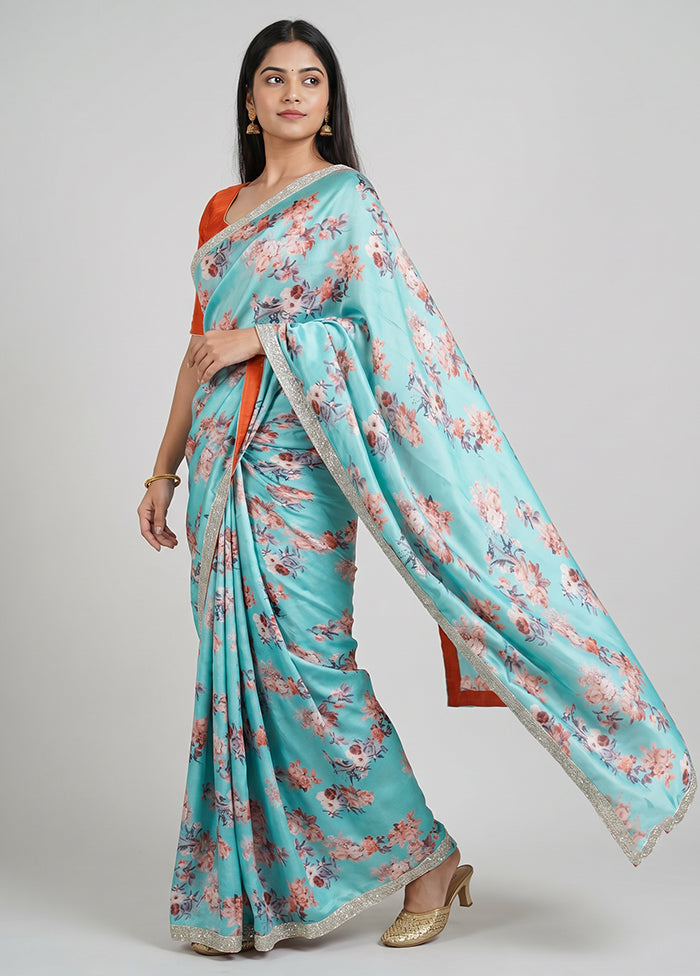 Green Chiffon Silk Saree With Blouse Piece