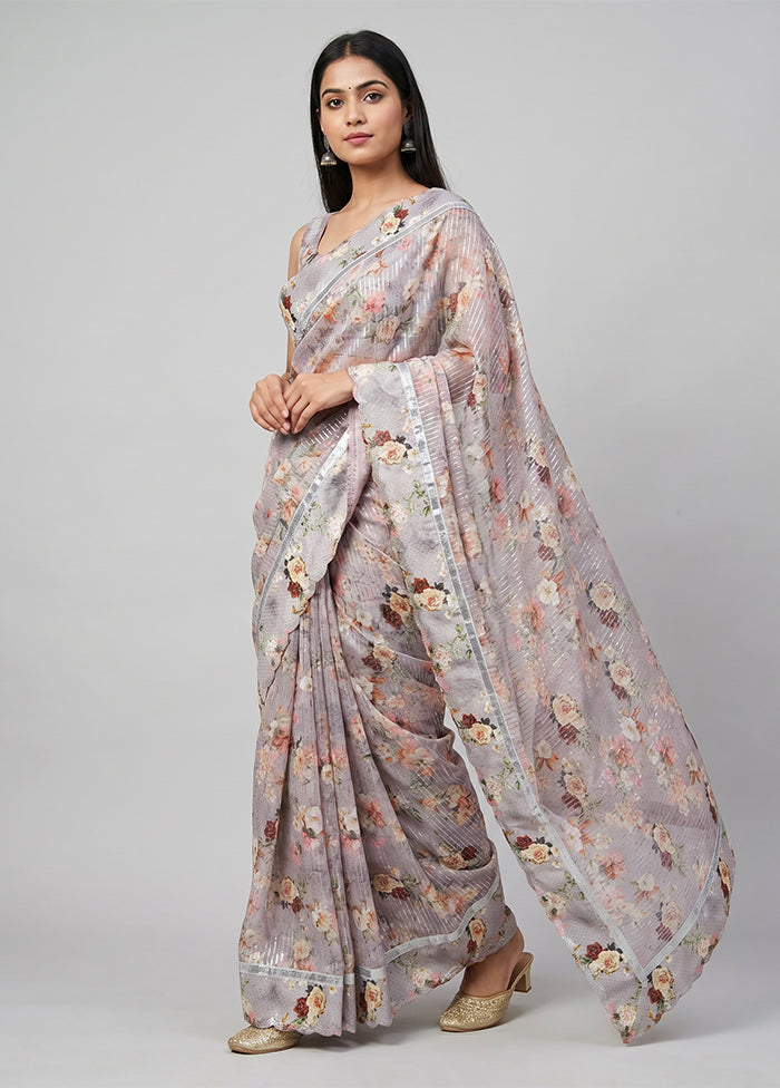 Pink Chiffon Silk Saree With Blouse Piece
