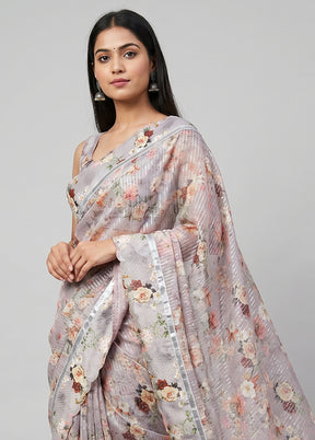 Pink Chiffon Silk Saree With Blouse Piece