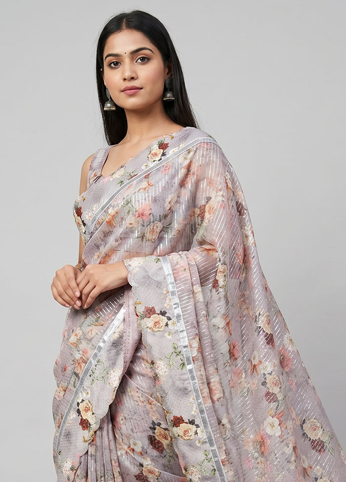 Pink Chiffon Silk Saree With Blouse Piece