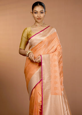 Peach Katan Silk Saree With Blouse Piece