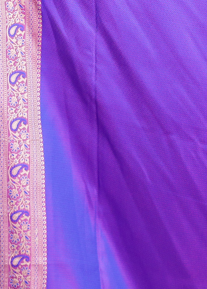 Purple Jamewar Silk Saree With Blouse Piece