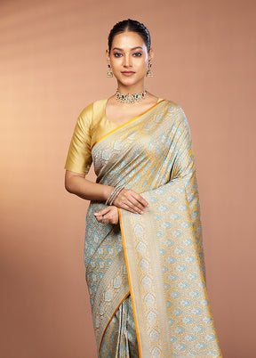 Yellow Jamewar Silk Saree With Blouse Piece