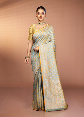 Yellow Jamewar Silk Saree With Blouse Piece