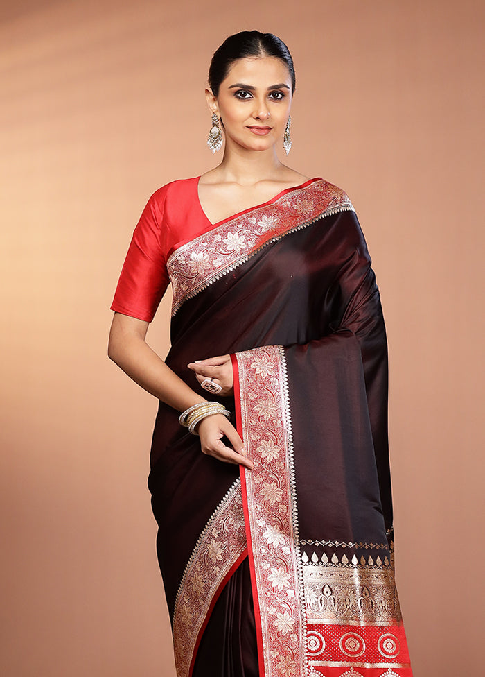 Maroon Banarasi Silk Saree With Blouse Piece