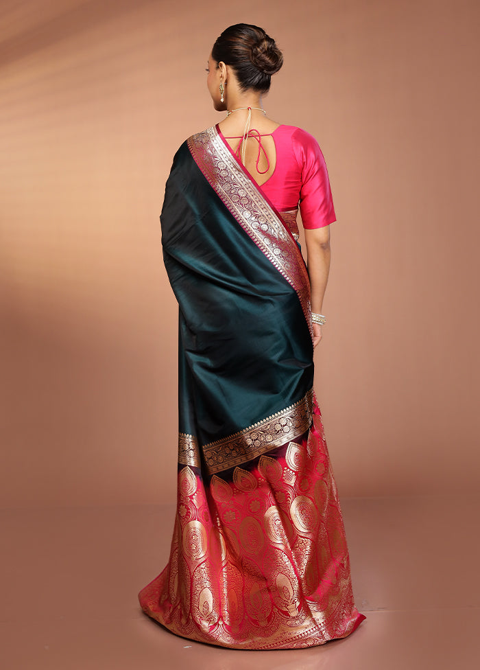 Blue Banarasi Silk Saree With Blouse Piece