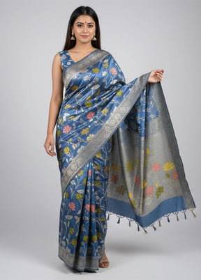 Purple Dupion Silk Saree With Blouse Piece