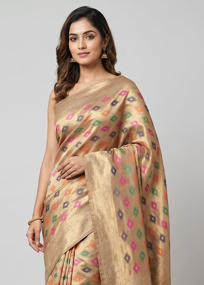 Cream Dupion Silk Saree With Blouse Piece