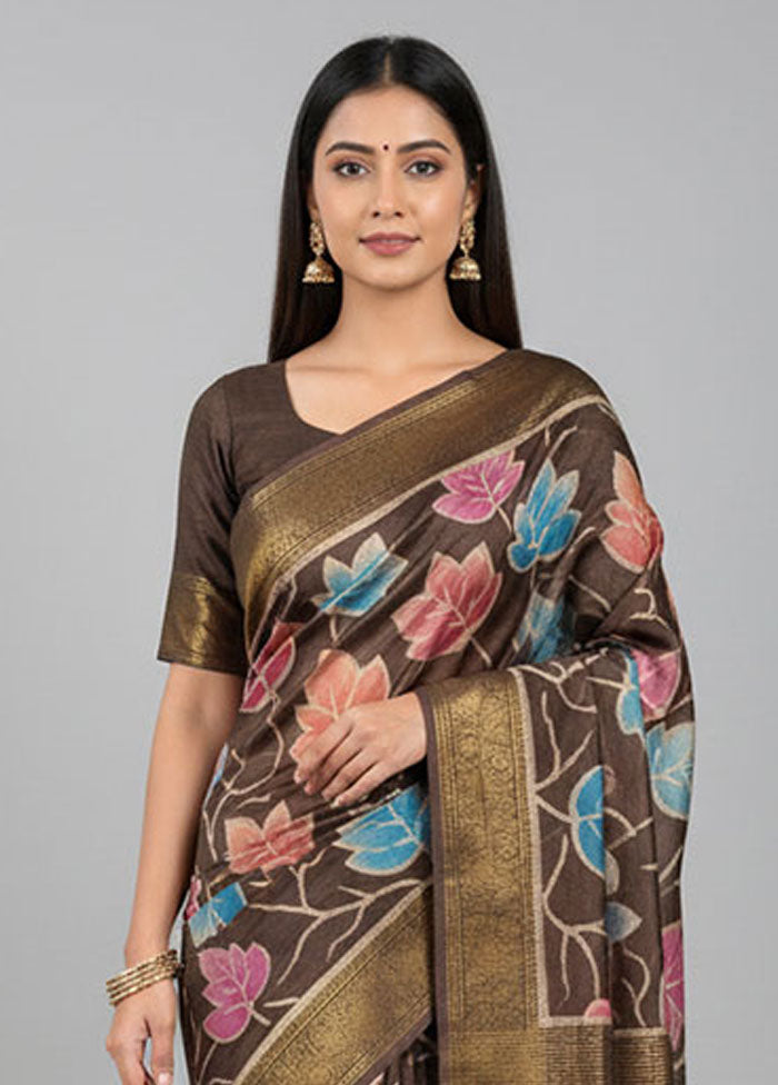 Multicolor Tussar Silk Saree With Blouse Piece