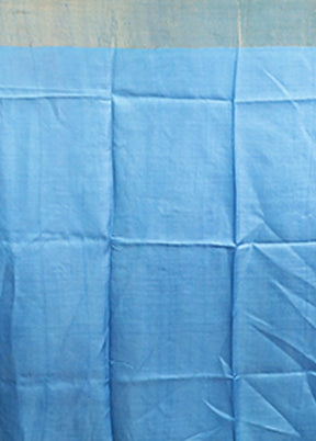 Blue Tussar Silk Saree With Blouse Piece