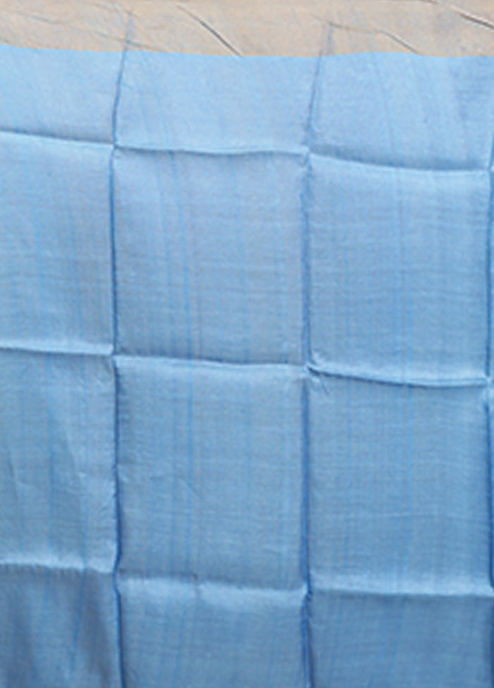 Blue Tussar Silk Saree With Blouse Piece