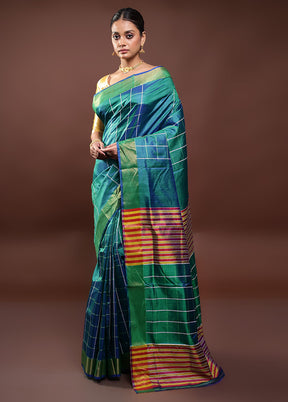 Green Kalakshetra Silk Saree With Blouse Piece