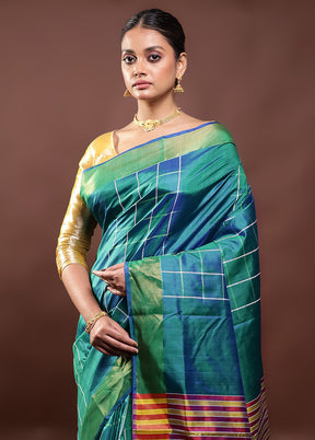 Green Kalakshetra Silk Saree With Blouse Piece