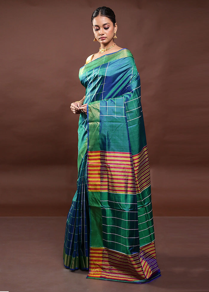 Green Kalakshetra Silk Saree With Blouse Piece