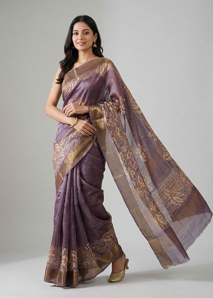 Cream Tussar Silk Saree With Blouse Piece