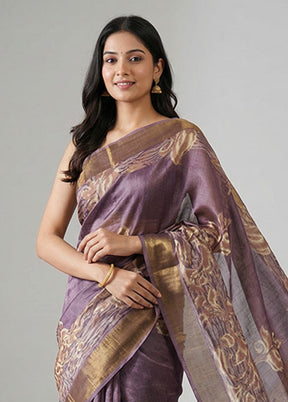 Cream Tussar Silk Saree With Blouse Piece