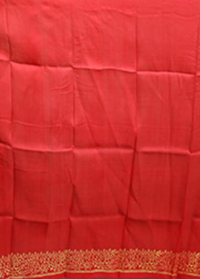 Brown Printed Pure Silk Saree Without Blouse Piece