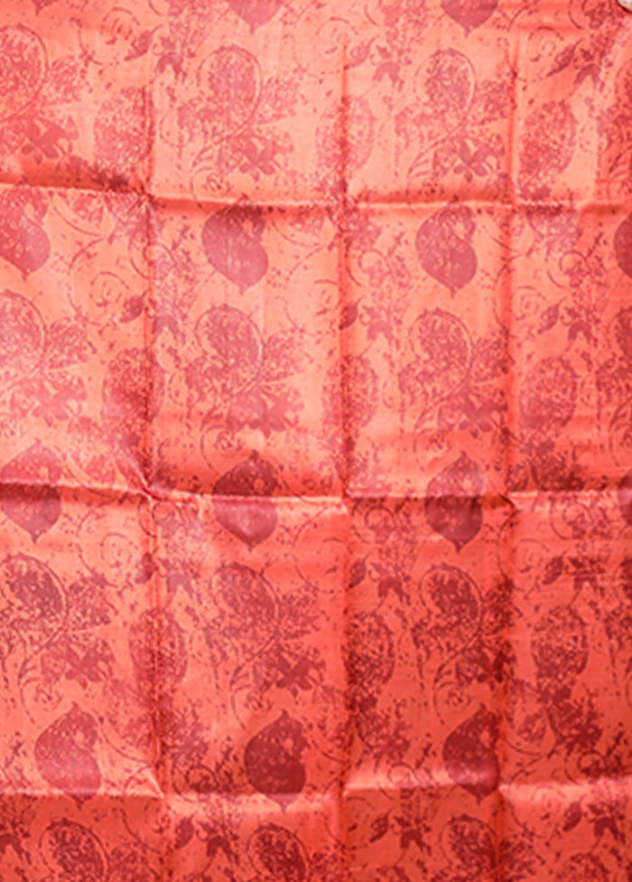 Cream Printed Pure Silk Saree Without Blouse Piece