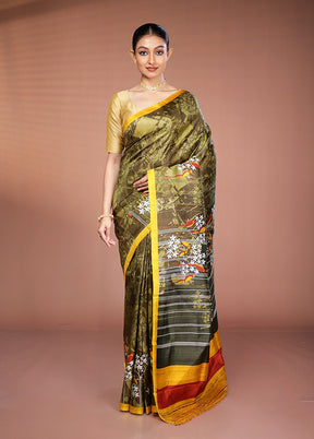 Multicolor Printed Pure Silk Saree Without Blouse Piece