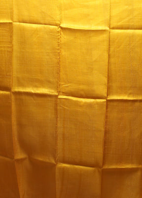 Yellow Printed Pure Silk Saree Without Blouse Piece