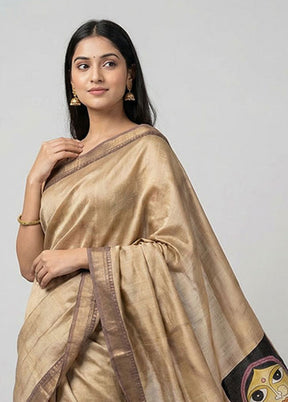Multicolor Handloom Tussar Pure Silk Saree With Blouse Piece