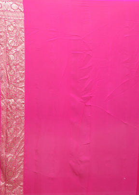 Pink Handloom Pure Georgette Saree With Blouse Piece