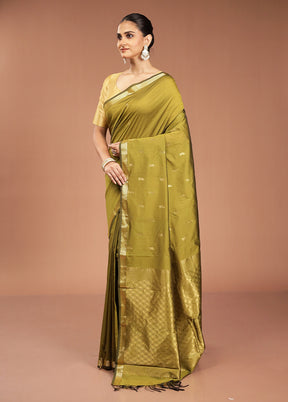 Green Kanjivaram Silk Saree With Blouse Piece