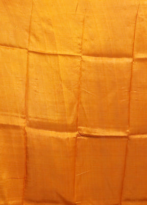 Yellow Printed Silk Saree Without Blouse Piece