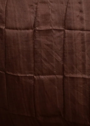 Brown Printed Silk Saree Without Blouse Piece