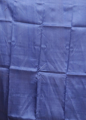 Blue Printed Silk Saree Without Blouse Piece