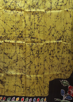 Yellow Printed Pure Silk Saree Without Blouse Piece