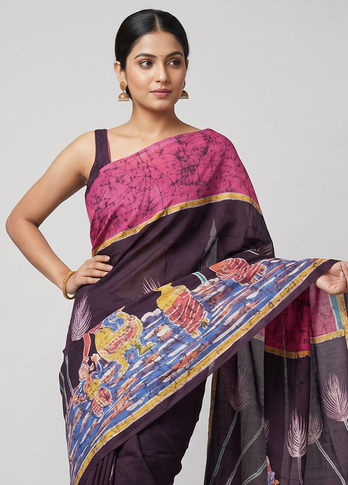 Multicolor Printed Pure Silk Saree Without Blouse Piece