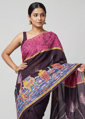 Multicolor Printed Pure Silk Saree Without Blouse Piece