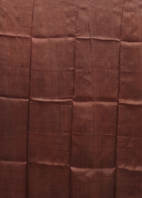 Brown Printed Pure Silk Saree Without Blouse Piece