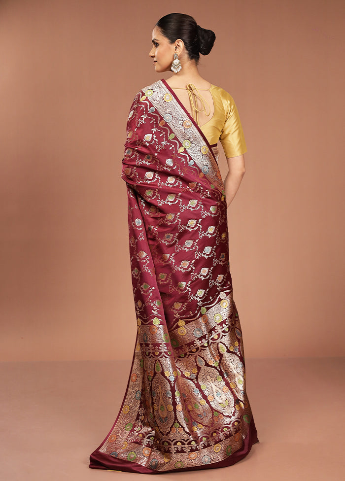 Purple Banarasi Silk Saree With Blouse Piece