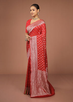 Red Georgette Saree With Blouse Piece