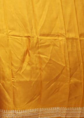 Yellow Printed Pure Silk Saree Without Blouse Piece