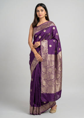 Purple Katan Silk Saree With Blouse Piece