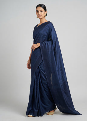 Blue Uppada Silk Saree With Blouse Piece