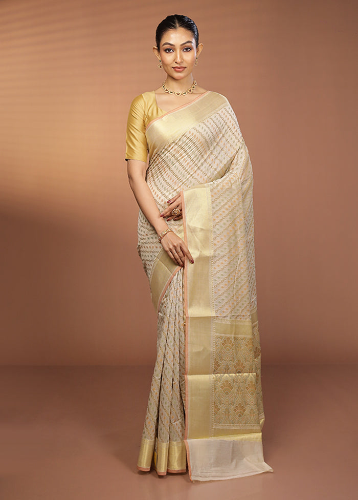 Cream Cotton Saree With Blouse Piece