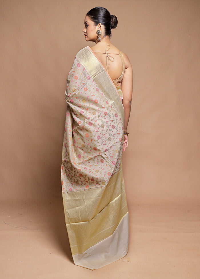 Cream Cotton Saree With Blouse Piece