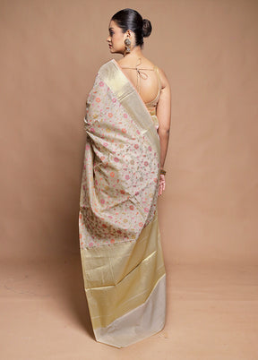 Cream Cotton Saree With Blouse Piece