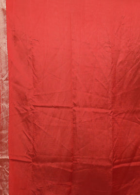 Red Dupion Silk Saree With Blouse Piece