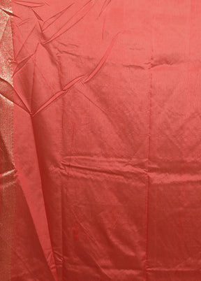 Red Dupion Silk Saree With Blouse Piece