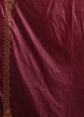 Maroon Banarasi Silk Saree With Blouse Piece